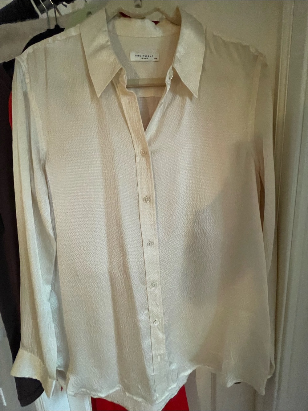 Equipment Cream Button-Down Silk-Blend Shirt
